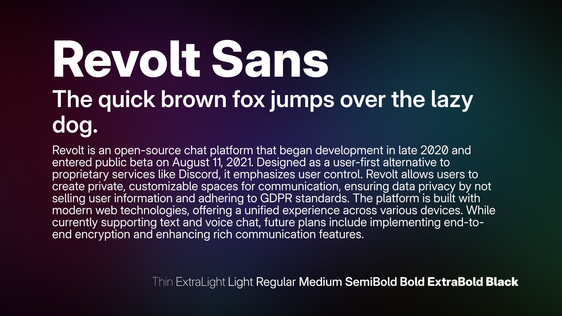 Revolt Sans typeface